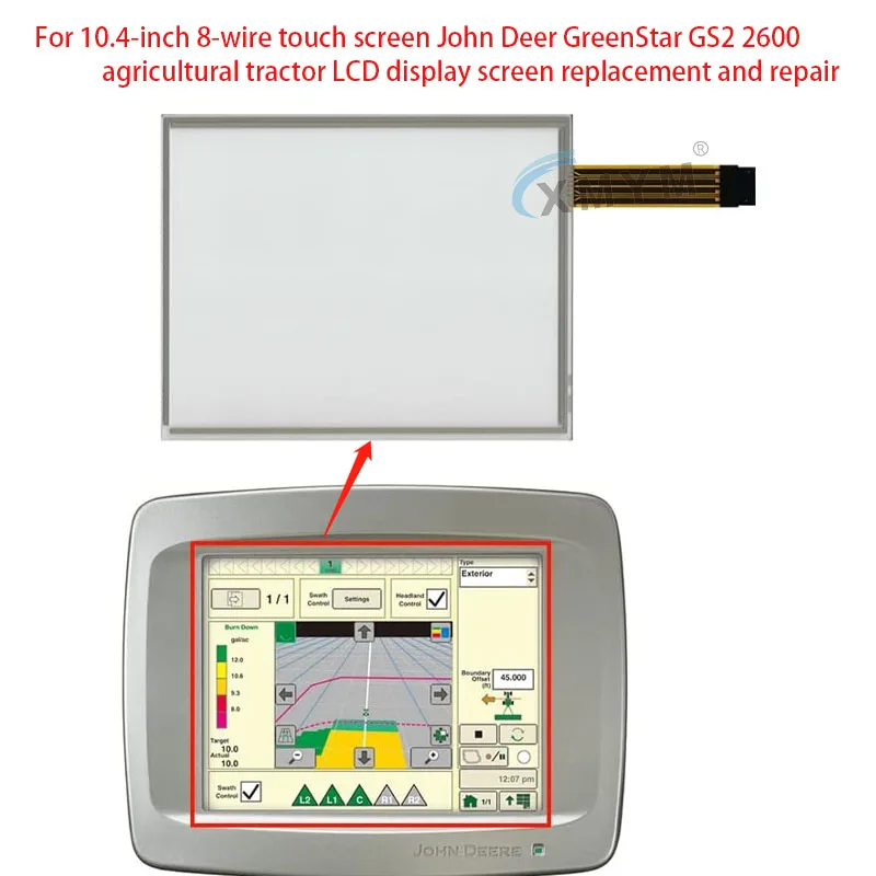 لشاشة تعمل باللمس 10.4 بوصة 8 أسلاك John Deer GreenStar GS2 2600 جرار زراعي شاشة عرض LCD استبدال وإصلاح الشاشة