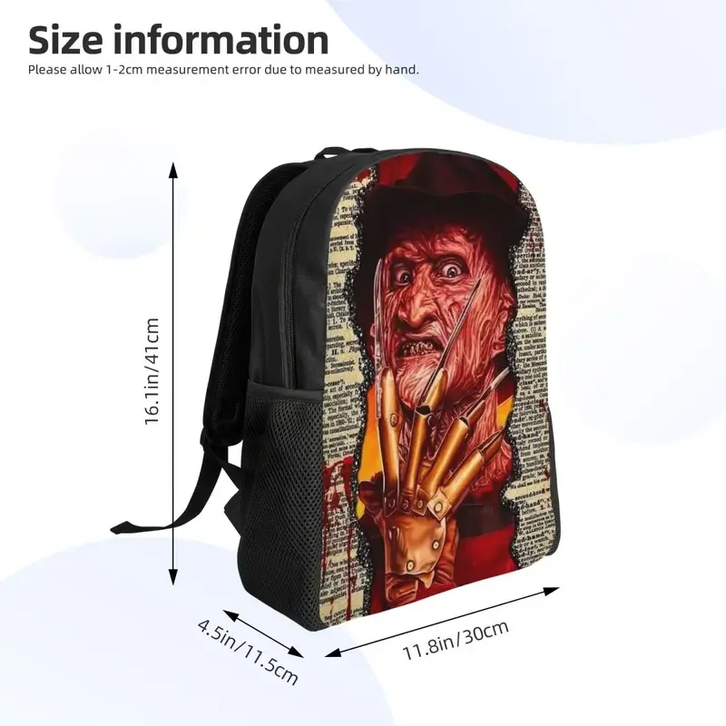 Mochila de viaje de personajes de película de terror para hombres y mujeres, bolsa de libros para computadora portátil escolar, bolsas de día para estudiantes universitarios de película de Halloween