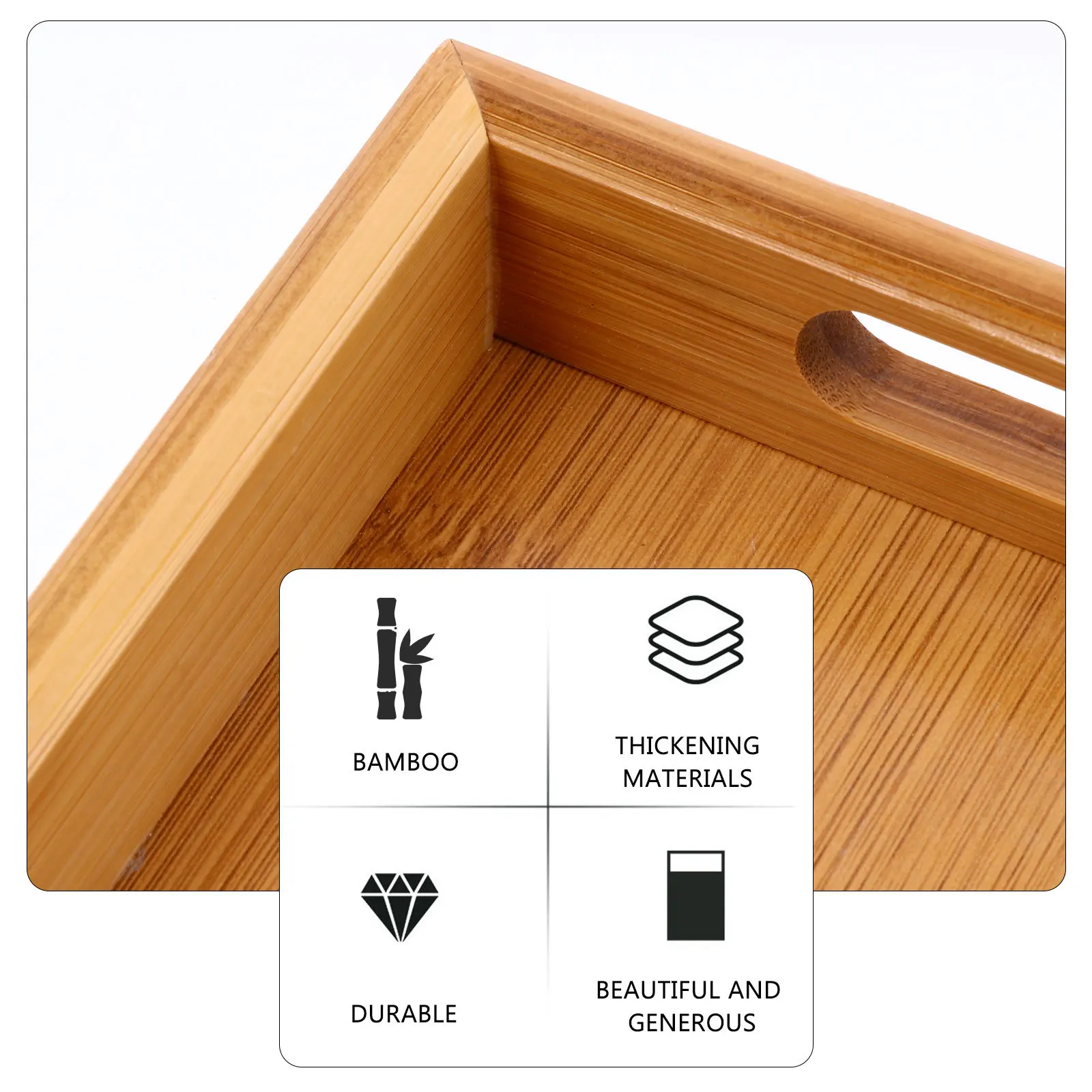 

Bamboo Tray Rectangular Food Serving Tray For Breakfast Dessert Snack Fruit Storage Portable Lightweight Home Hotel Tableware