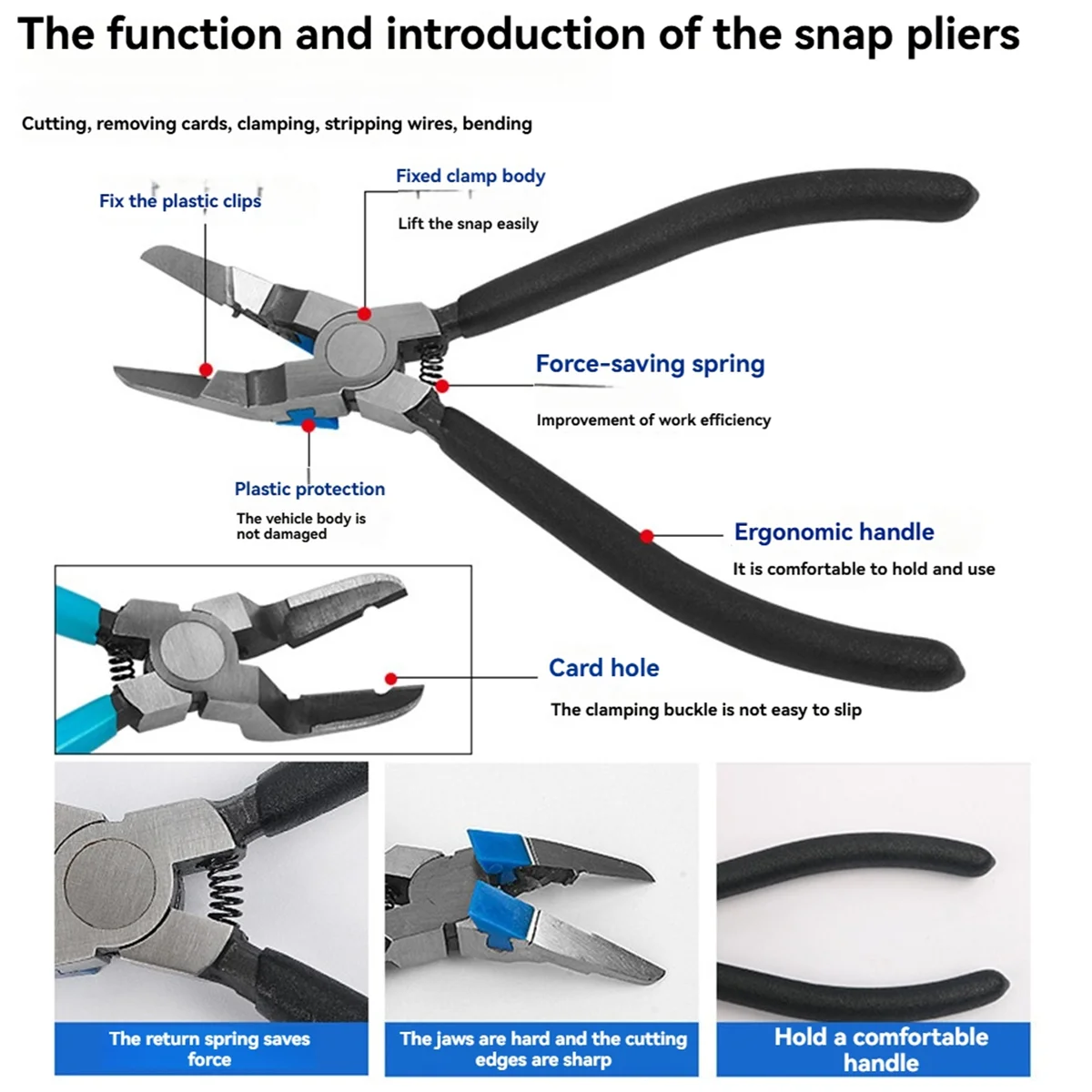 A002 Car Buckle Pliers Rubber Buckle Screwdrivers Car Door Panel Interior Lifting Pliers Prying Board Disassembly Tools view 2