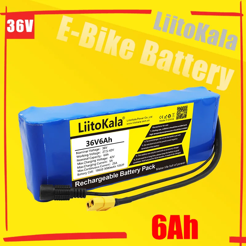 LiitoKala 36V 30Ah 6Ah 10Ah 12Ah 15Ah 20Ah 24Ah E-Bike  Battery Pack For Electric bike Electric Scooter