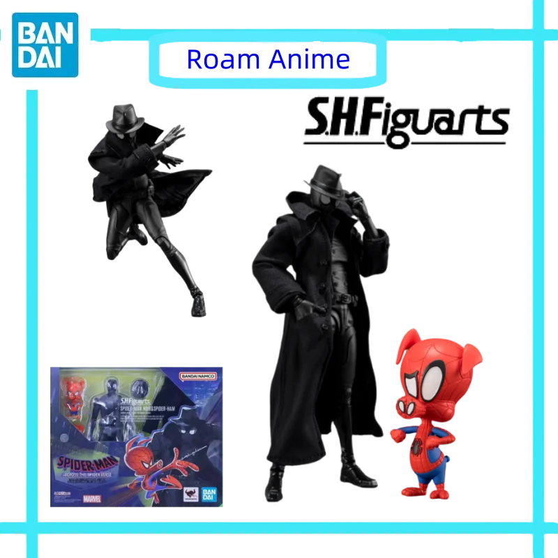 Original Bandai Anime Model Spider-Man Acrosss The Spider Verse SHF NOIR & Spider-Ham Action Figures Toy Gift for Kid Spot Goods