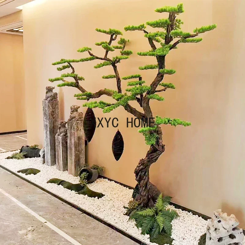 

Welcome Pine Imitative Tree Entrance Decoration Green Plant Floor Landscape