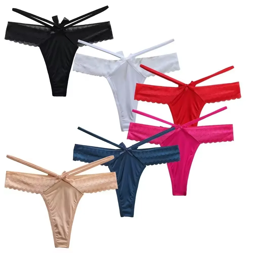 

Sexy Women's Thong Lace Trim Double Waistband Widening Lace Waistband Butterfly Comfortable Sexy Women's Underwear