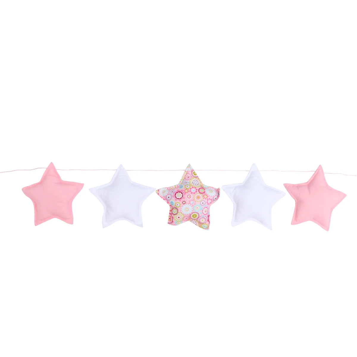 

Star String Decor 5 Pink White Cotton Cloth Stars Hanging For Room Crib Tent Decoration Indoor Wall Door Hanging