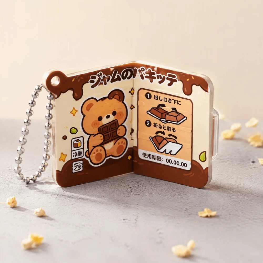 Bendable Structure Jam Keychain with Crisp Click Snap Sound Realistic Creative Jam Snap Fidget Funny Mini Food-Themed Pendant