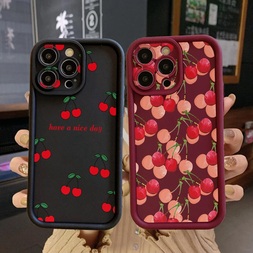 for Realme C67 C53 C51 Note 50 C21Y C25Y C33 C30 C35 9i Sweet Cherry Full Protective Case Anti Drop Cover