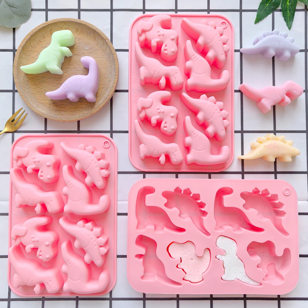 1pc 8-cavity silicone mold 3D dinosaur shaped chocolate candy, pudding, cookies, mold making, cake baking utensils