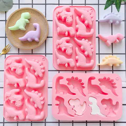 1pc 8-cavity silicone mold 3D dinosaur shaped chocolate candy, pudding, cookies, mold making, cake baking utensils