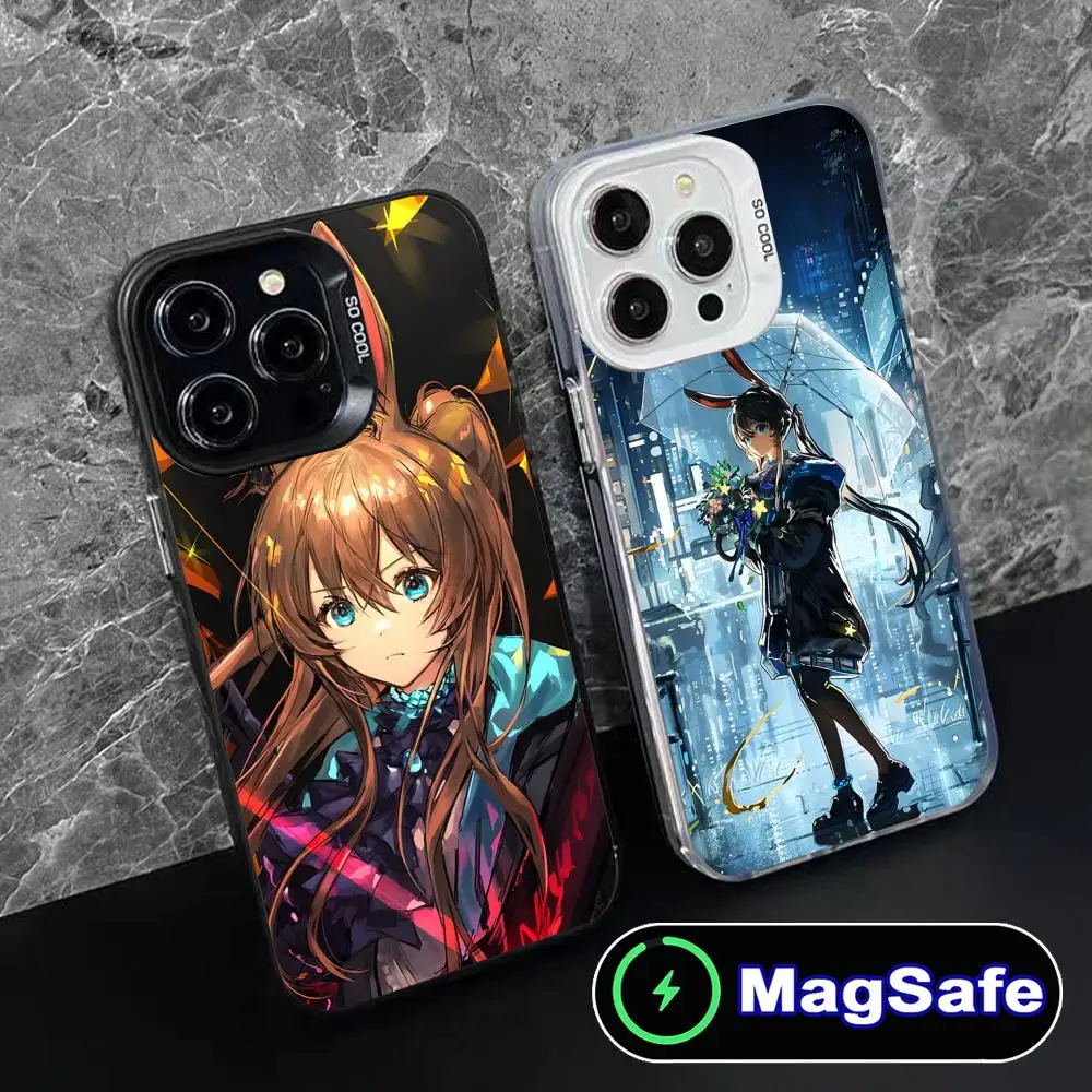 

Чехол для мобильного телефона Arknights Amiya для iPhone 16, 15, 14, 13, 12, 11 Pro Max Plus MagSafe, полупрозрачный цветной защитный роскошный красивый чехол