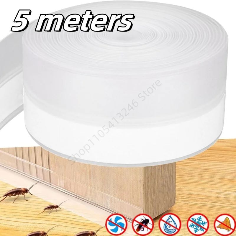 

5M Self-Adhesive Silicone Seal Strip Door Window Weather Windproof Sealing Tape Door Bottom Sound Insulation Sealing Strip