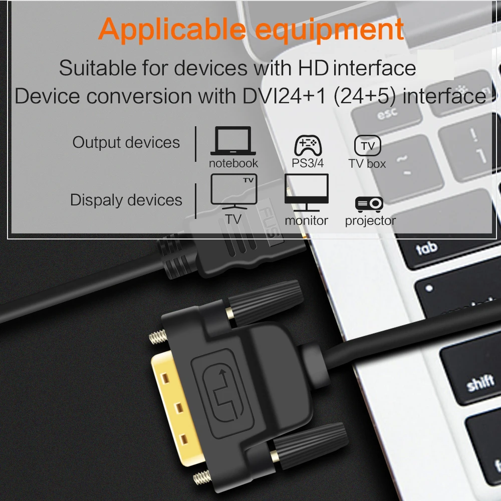 DUPILINK hdmi-kompatybilny z DVI kabel DVI HDMI kompatybilny Adapter do kabla pozłacany do HDTV DVD projektor PS5 4 3 TVBOX