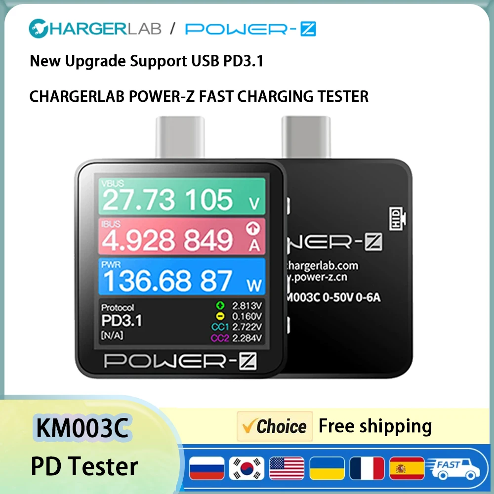 Power-Z KM003C Testeur USB C PD3.1 QC5.0 - Voltmètre Ampèremètre Numérique Précis