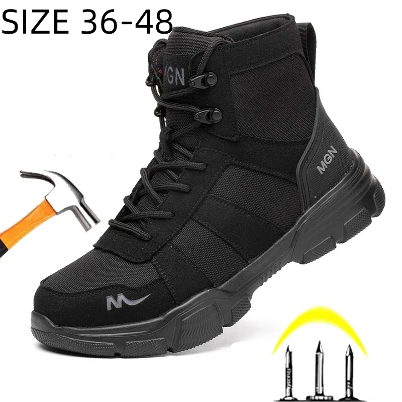 Winter Men's Safety Shoes Comfortable Anti-smashing Work Protective Shoes Steel Toe Work Boots Outdoor Men Sneakers Size 36-48