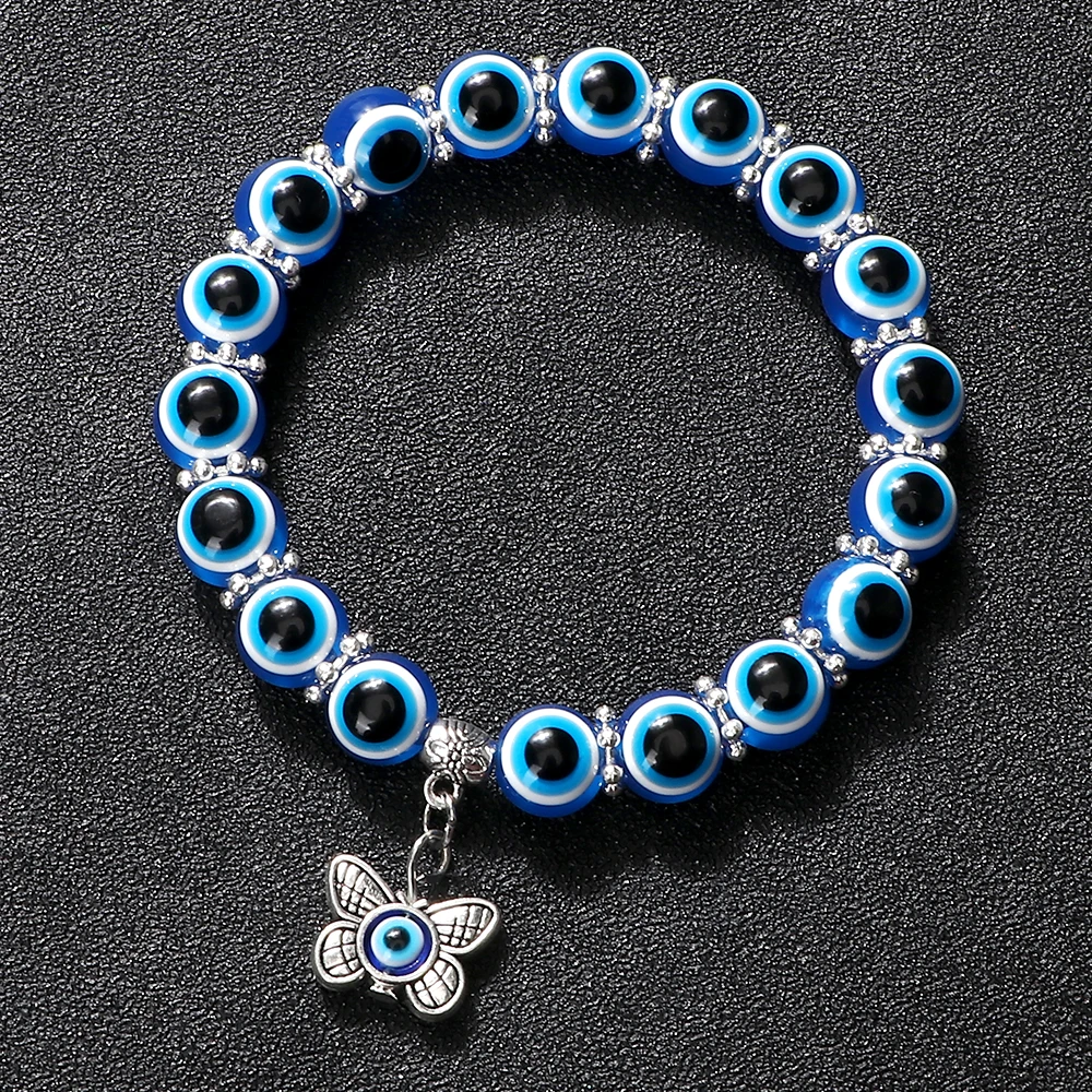 Bohemian Evil Eye Bracelets For Men Women Negative Energy Beaded Bracelet Elastic Rope Bangles Friendhsip Handmade Lucky Jewelry