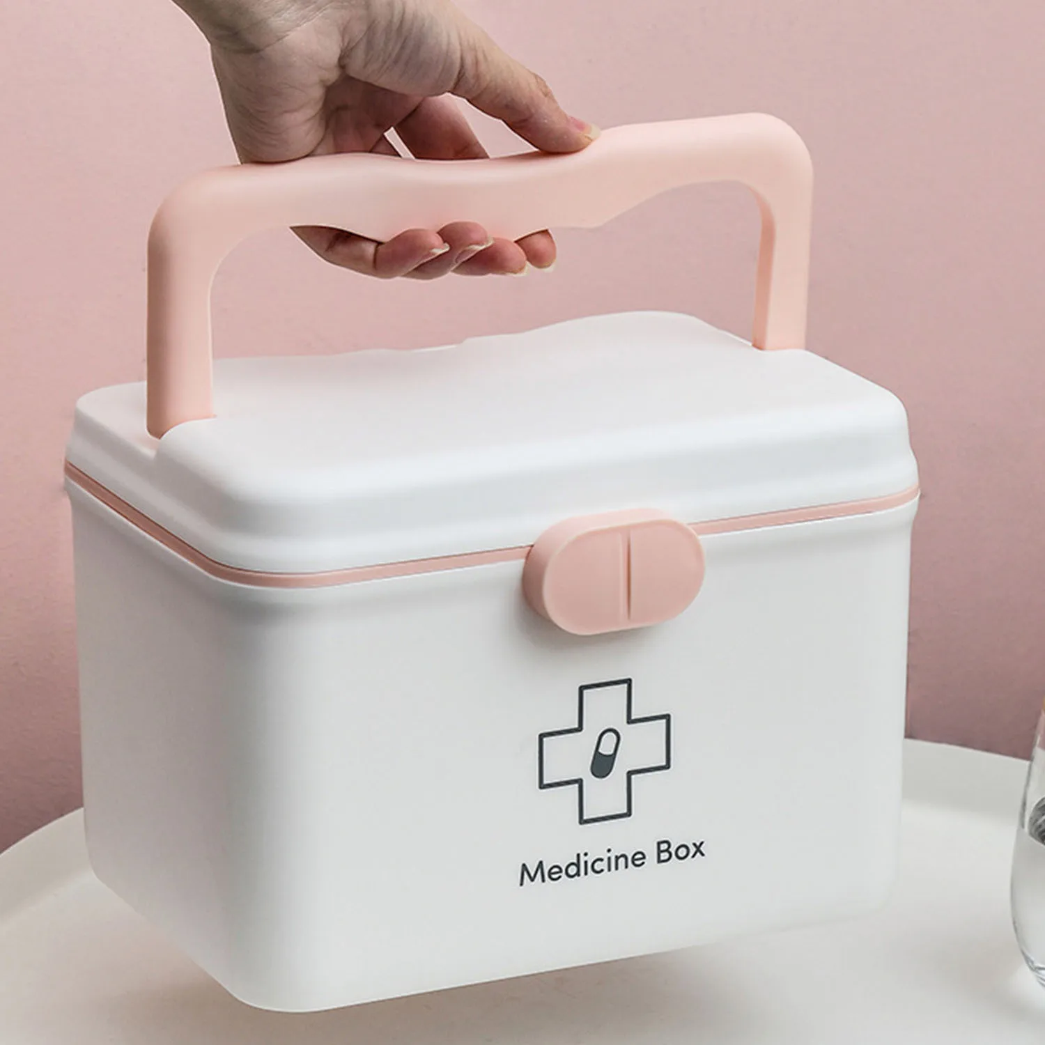Lockable Medicine Box, Multi-layer Durable Storage Case for Pills Household Office Medical Organizer