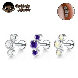 ASTM F136 Titanium Piercing 16G Internal Thread Lip Lip Cartilage Piercing 5A Zircon Opal Tragus Earrings Body Piercing Jewelry