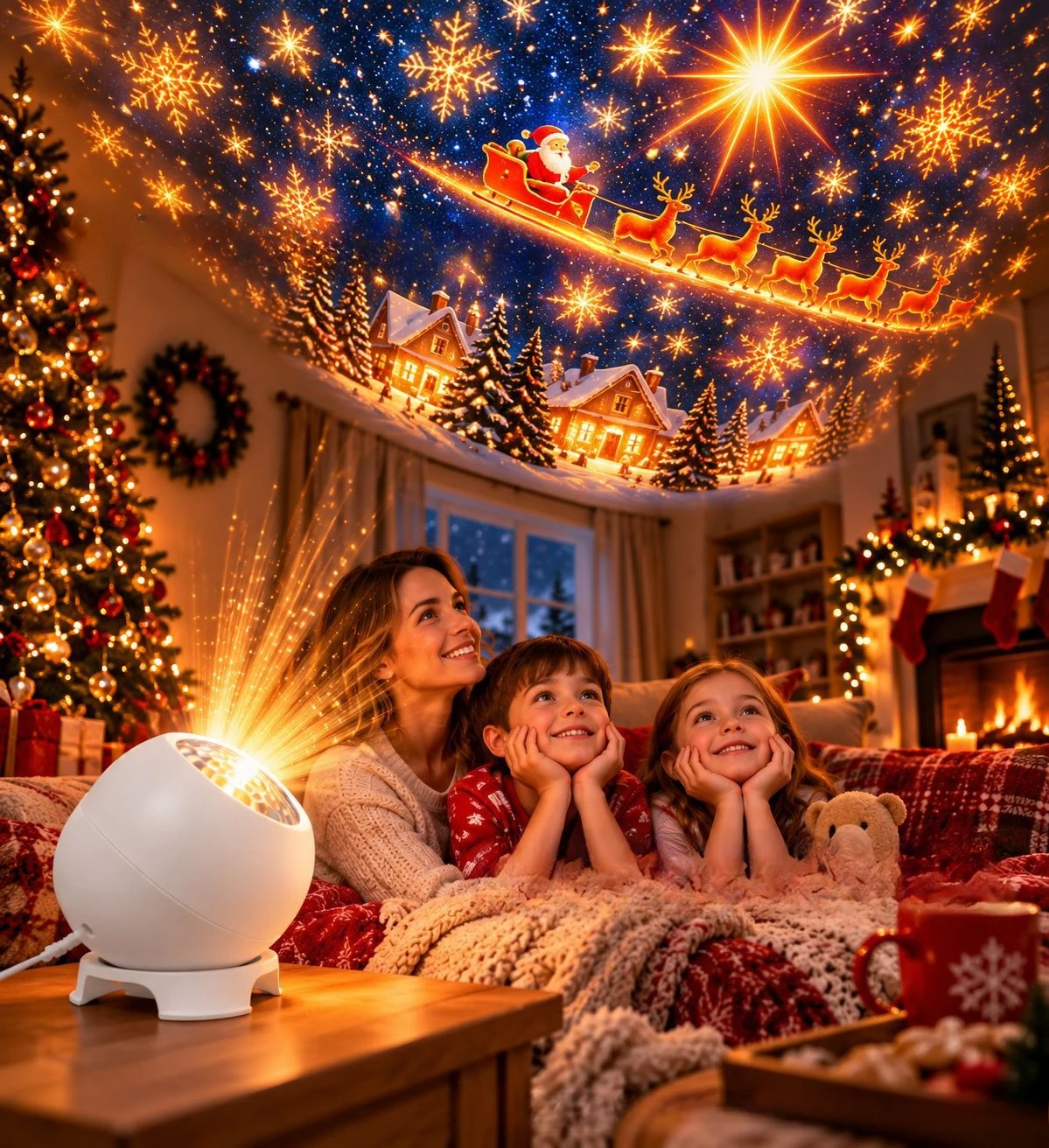 Magical Christmas Projection Night Light,USB Christmas Projector Indoor,Magical Christmas Projection Night Light Holiday Room
