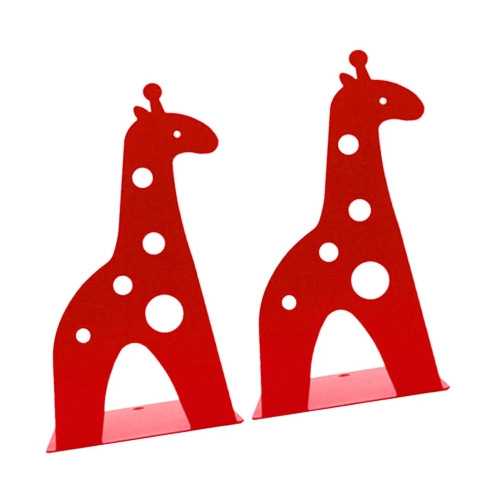 2pcs Creative Giraffe Book Stoppers Cartoon Animal Giraffe Nonskid Metal Bookend Book Supports (Blue)