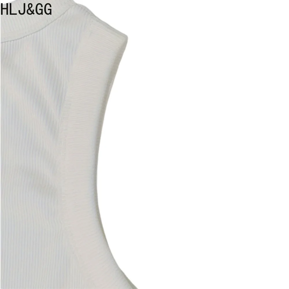 HLJ&GG Summer New Ribber Letter Print Slim Tank Tops Women Round Neck Sleeveless Matching Vests Fashion Female Sporty Streetwear