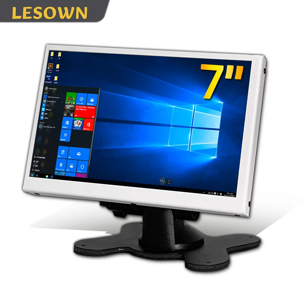 

LESOWN 7inch Industrial Display IPS 1024x600 Touch Screen HDMI-compatible Compact Auxiliary Monitor for PC Laptop Windows mac OS