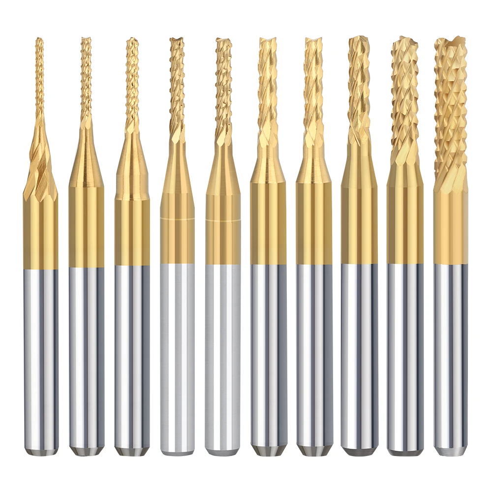 CMCP 1PC PCB Milling Cutter 1/8 Shank Carbide End Mill CNC Machining Router Bit for Woodworking Corn Mill