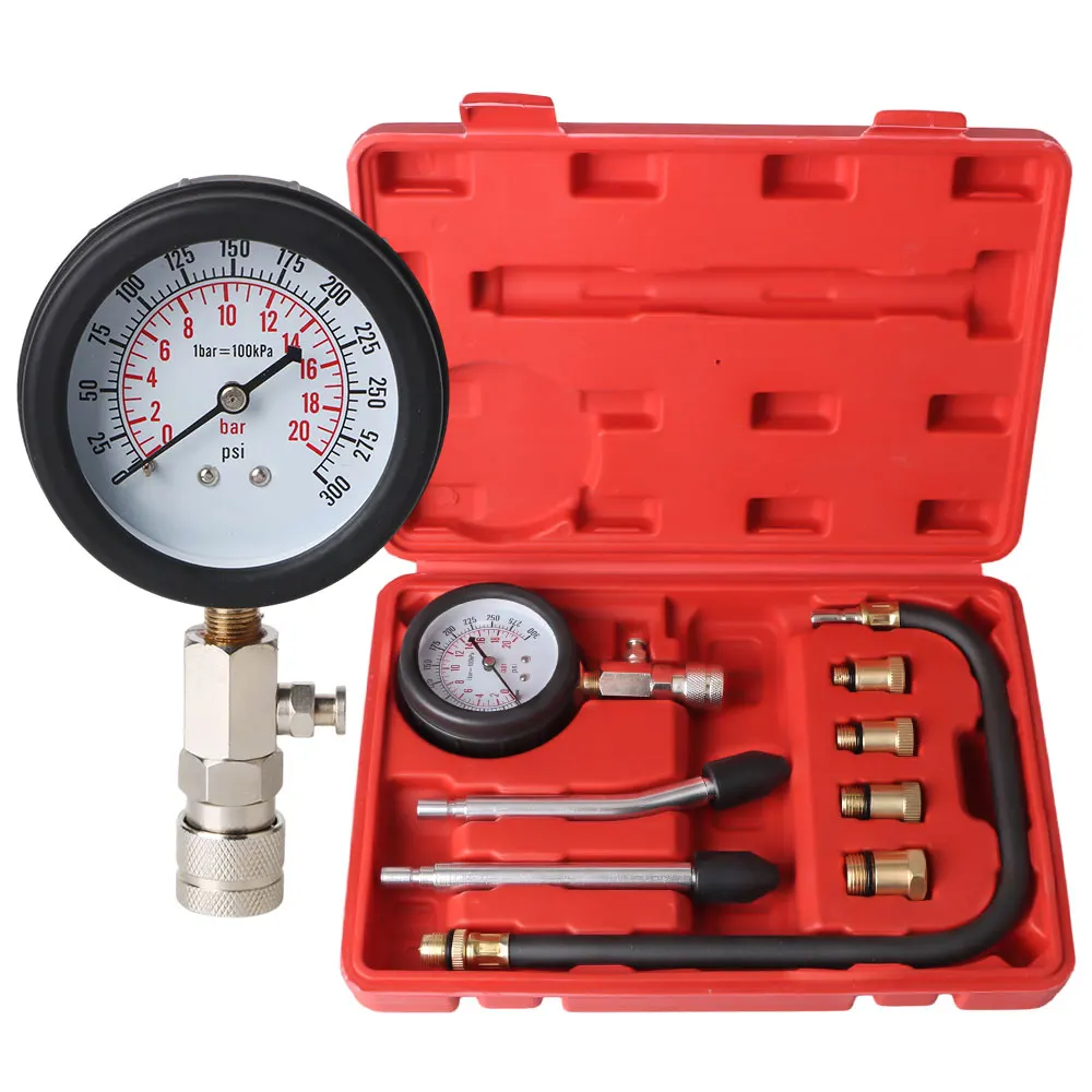 Manomètre professionnel, compteur de Compression de moteur à essence, Kit de testeur de cylindre automobile avec adaptateur M10 M12 M14 M18