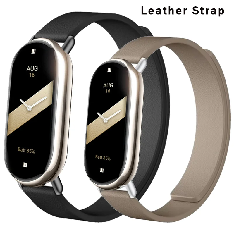 

Magnetic Loop Wirstband for MiBand 8 Strap Leather Sport Watchband for Xiaomi Mi Band 8 NFC Correa Bracelet Metal Interface