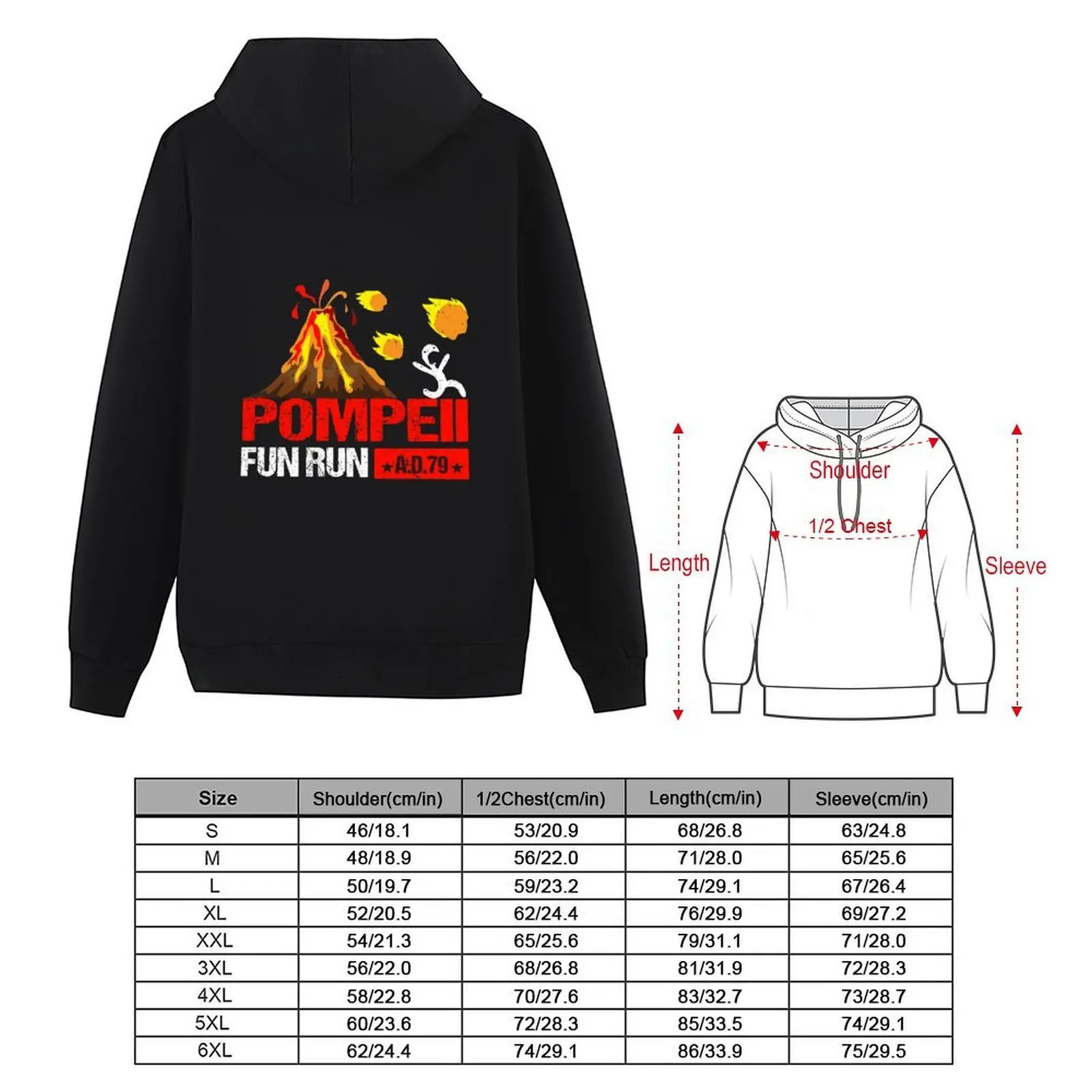 Pompeii Fun Run 79 AD Retro Vintage Hoodie ملابس رجالي ملابس أنيمي ملابس جمالية بدلة رياضية