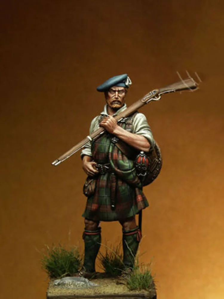 Unassambled  1/24 75MM  ancient warrior  Scottish  stand  75 mm   Resin figure miniature model kits Unpainted