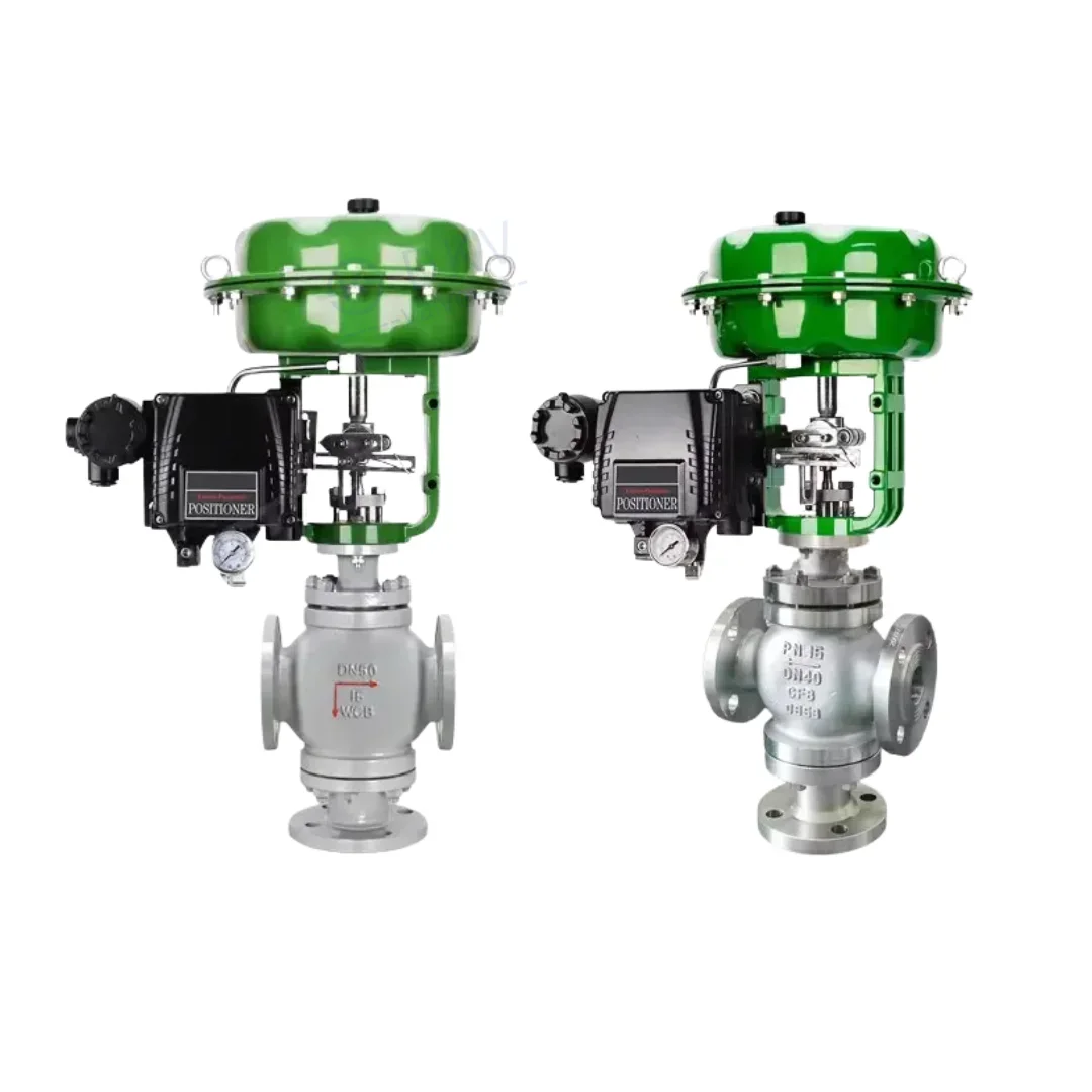 TLF DKV 3 Way Pneumatic Globe Valve Flanged Carbon Steel Control Valve WCB 3way Pneumatic Steam Modulating Valve