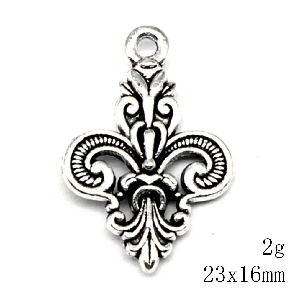 10pcs 23x16mm Flowers Charms Pendants For Jewelry Make Accessories Party Jewelry Antique Silver Color