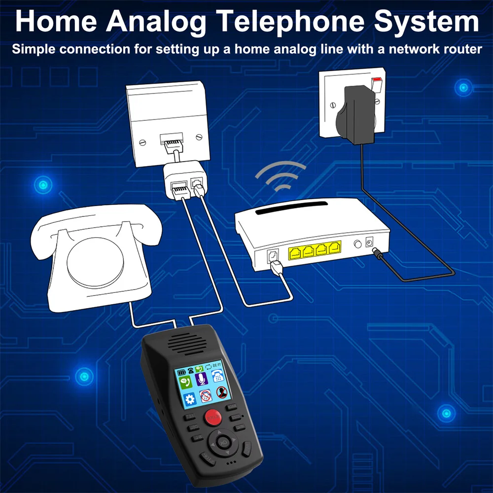 Analog Digital Phone Recording Box LCD Display,SD Card Auto Recording,Voice Message&Remote Voicemail Playback for Home&Office