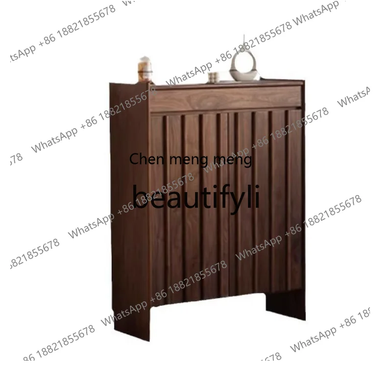 

N178 North American black walnut solid wood shoe cabinet household porch cabinet storage multi-layer storage cabinet
