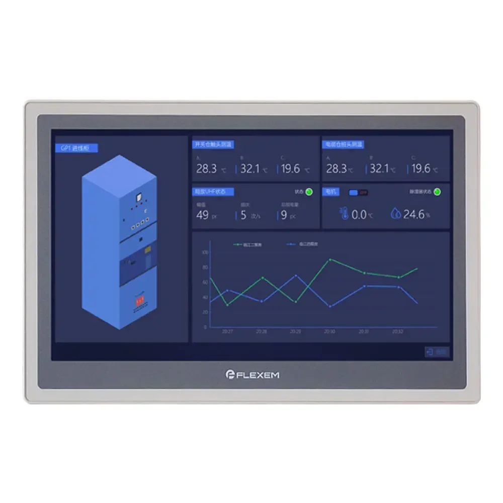 FLEXEM 15 Inch HMI with Ethernet WIFI 4G FE6156H FE9156M FE9156WE Human Machine Interface Industrial Display Supports Most PLCs