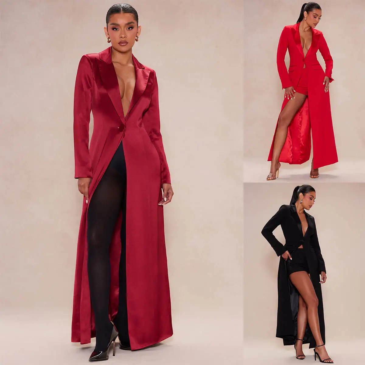 Slim Fit Women Long Blazer Formal Wedding Tuxedos Prom Dress Customized Jacket Birthday Party Wear Only One Piece