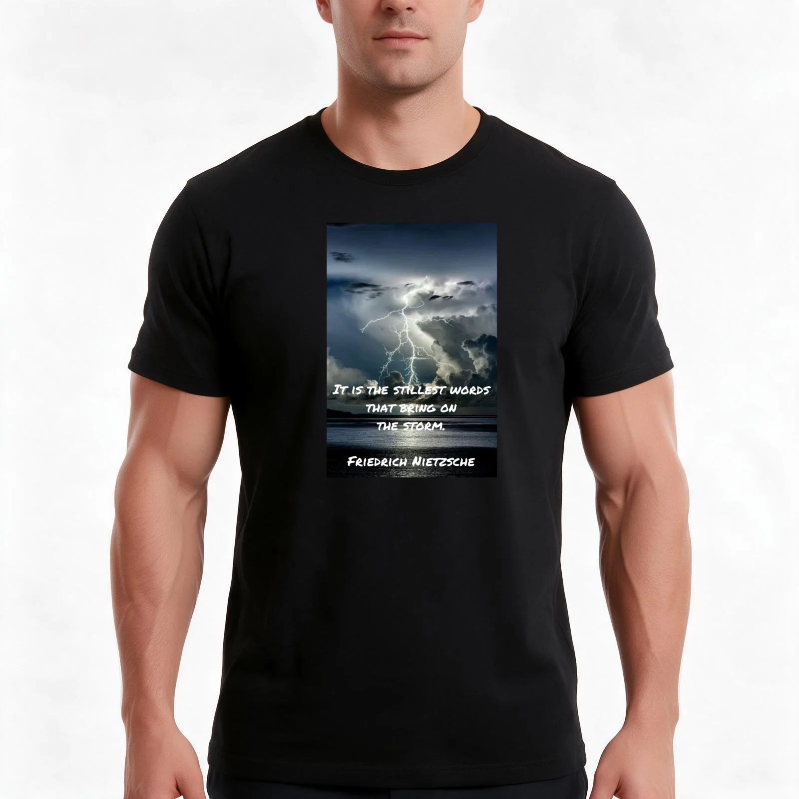 It is the stillest words that bring on the storm, Friedrich Nietzsche T-Shirt, Summer Casual Cotton Tee, Vintage Graphic Print