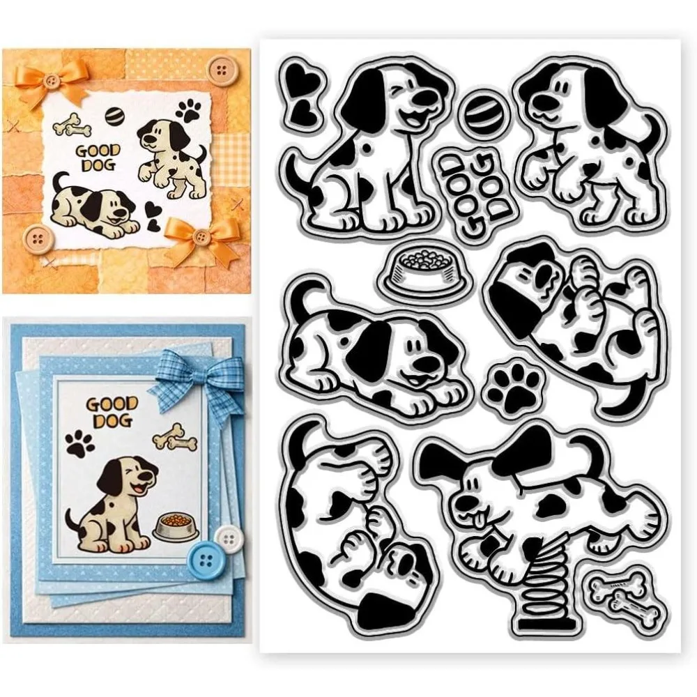 1pc Dalmatian Dog Pattern Clear Stamps Fun Doodle Dog Stamp Seal Transparent Stamps 6.3x4.3 Inch