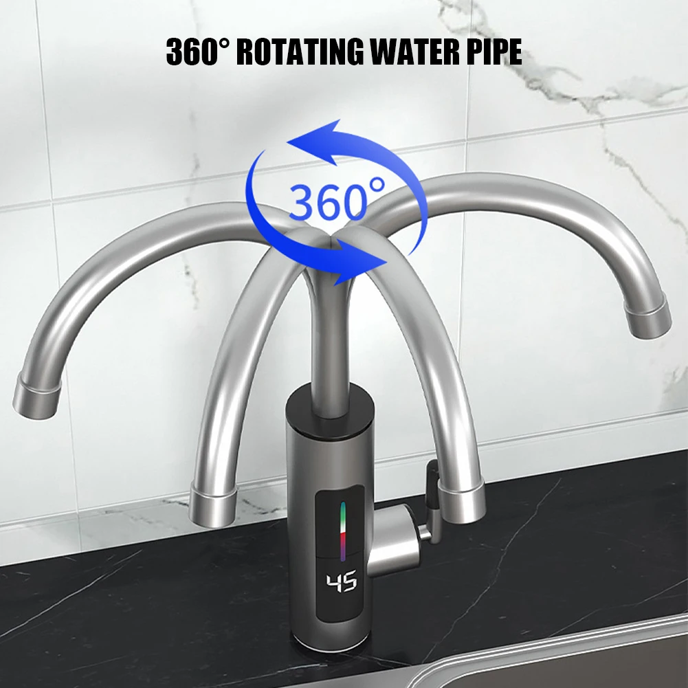 Electric Kitchen Instant Heating Faucet Hot Water Heater Faucet 3000W 220V Water Heater 360 Degree Rotation for Kitchen Bathroom