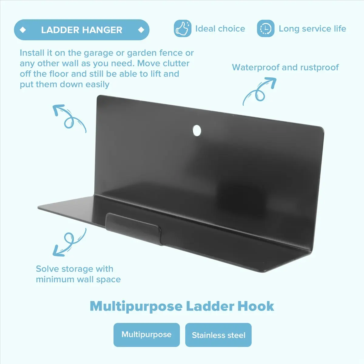 【Clearance Sale】Heavy-Duty Ladder Hanger-Wall Mount Ladder Hooks for Ladder Storage-Wheelbarrow Hangers for Garage Wall-1 Pack