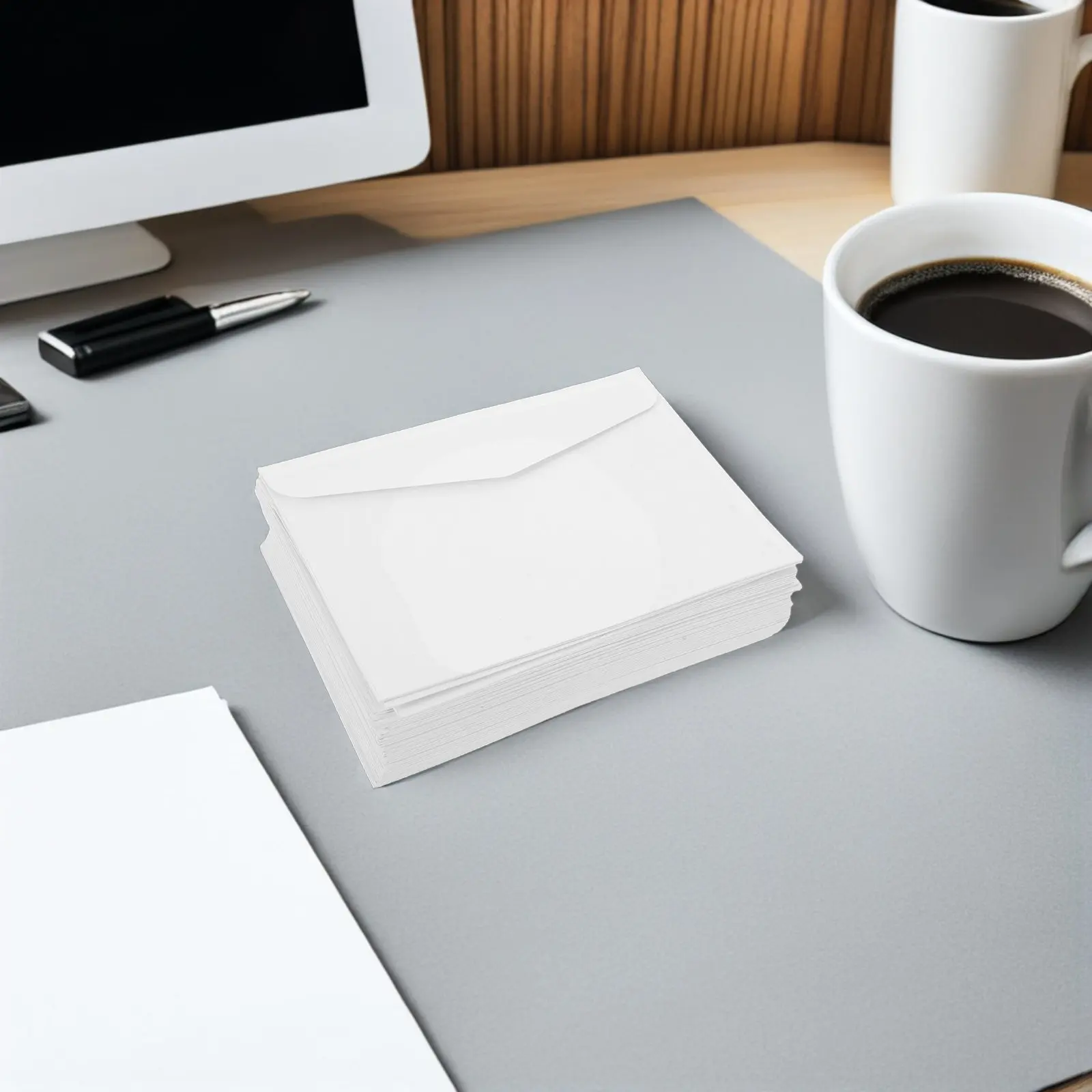 

100Pcs Mini White Kraft Envelopes 8.3x10.5cm Retro Paper Card Envelopes for Wedding Invitations Greeting Business Coin Storage