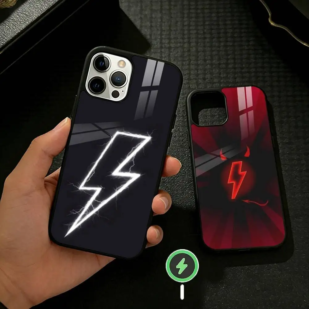

L-Lightning Letters Phone Case For iPhone 17/16/15/14/13/12/Plus/Pro/Max for Magnetic Wireless Charging
