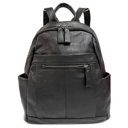 Genuine Leather Backpacks Women Luxury Soft Real Cow Leather Backpack for Travel Black Fashion Designer Back Pack Bag Female