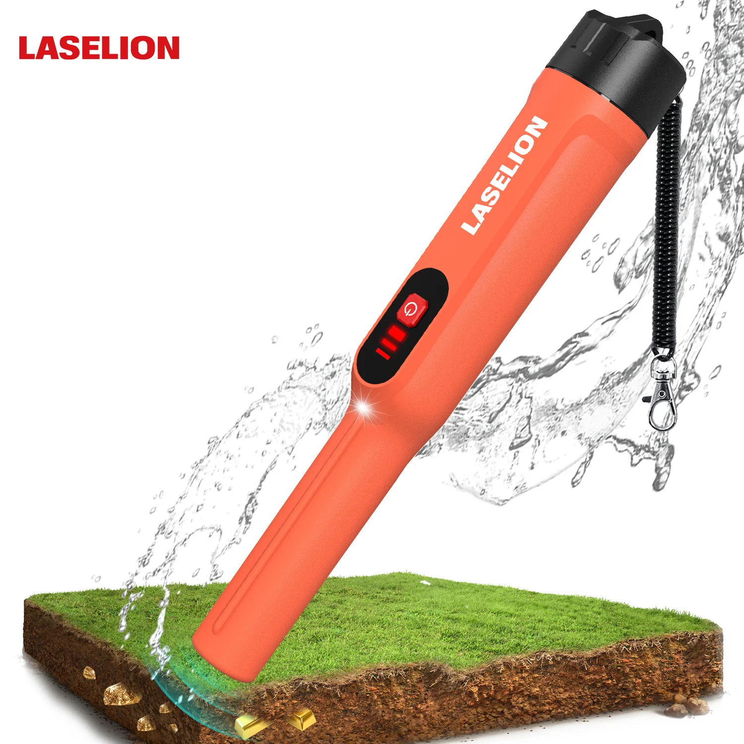 Металлоискатель Laselion, портативный металлоискатель для приключений на открытом воздухе, пинпоинтер, водонепроницаемый 360° °   Стержень металлоискателя бокового сканирования