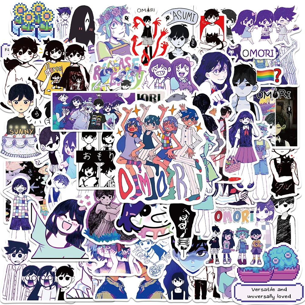 50PCS Game Omori Sunny Stickers Anime Decal Graffiti Car Skateboard Laptop Mari Basil Waterproof Cartoon Sticker for Kid Gift