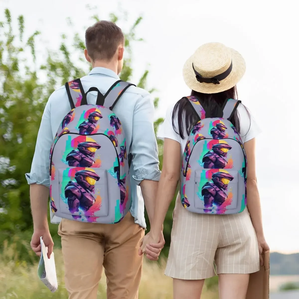 Halo voor meisjes jongens grote capaciteit studentenrugzak lichtgewicht waterdichte rugzak 15,7 inch 17,7 inch