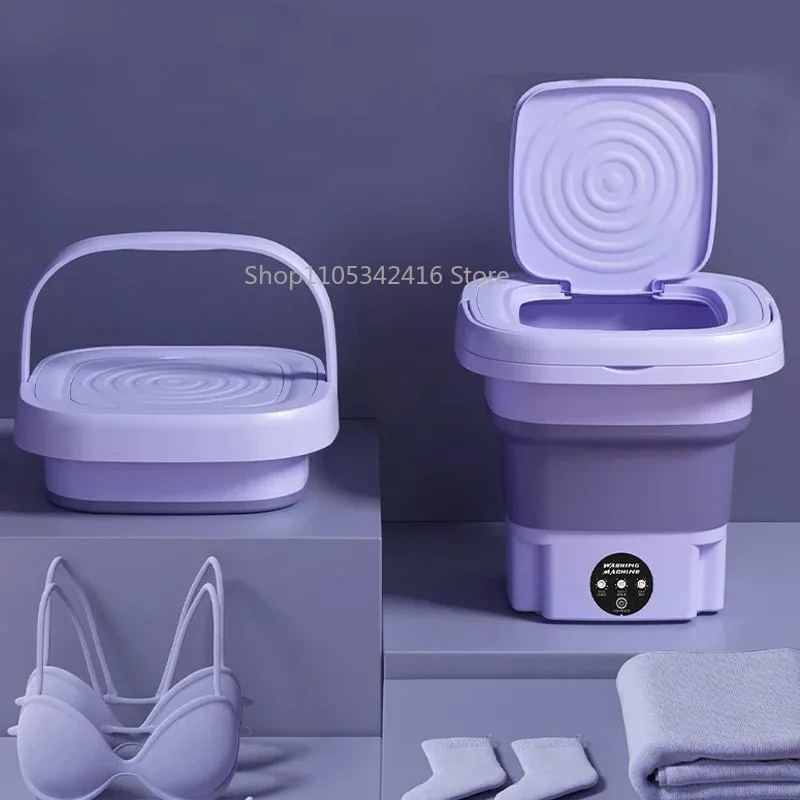 8L Portable Foldable Washing Machine with Spin Dryer, Mini Washer for Socks, Underwear & Panties, HouseholdCompactWashingMachine