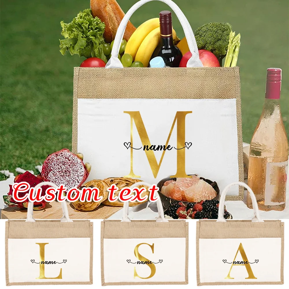 

Персонализированная модная льняная сумка с принтом, подарочная сумка для вечеринок, сумка для хранения, портативная сумка для покупок