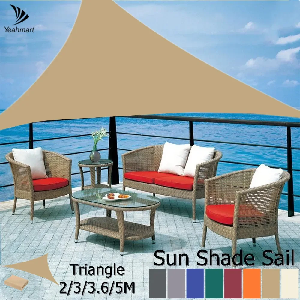 Anti-UV Waterproof Shade Sail Shelter Triangle Sunshade Protection 5/3.6/3/2M 98%UV Block Garden Terrace Canopy Pool Shade Cloth