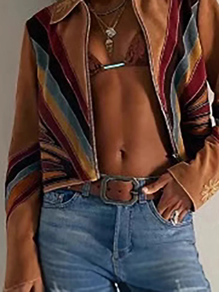 

Винтажное пальто с длинными рукавами и принтом, осенние женские куртки на молнии с лацканами, офисная мода, короткая верхняя одежда High Street